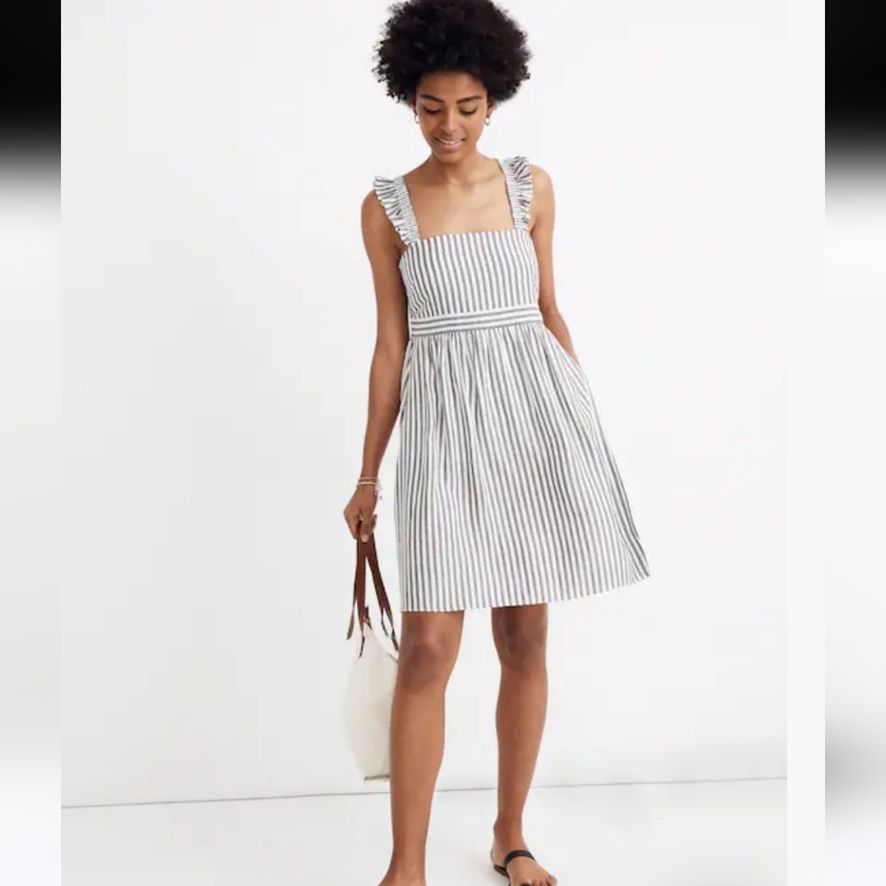 Madewell Striped Ruffle-strap Empire Dress